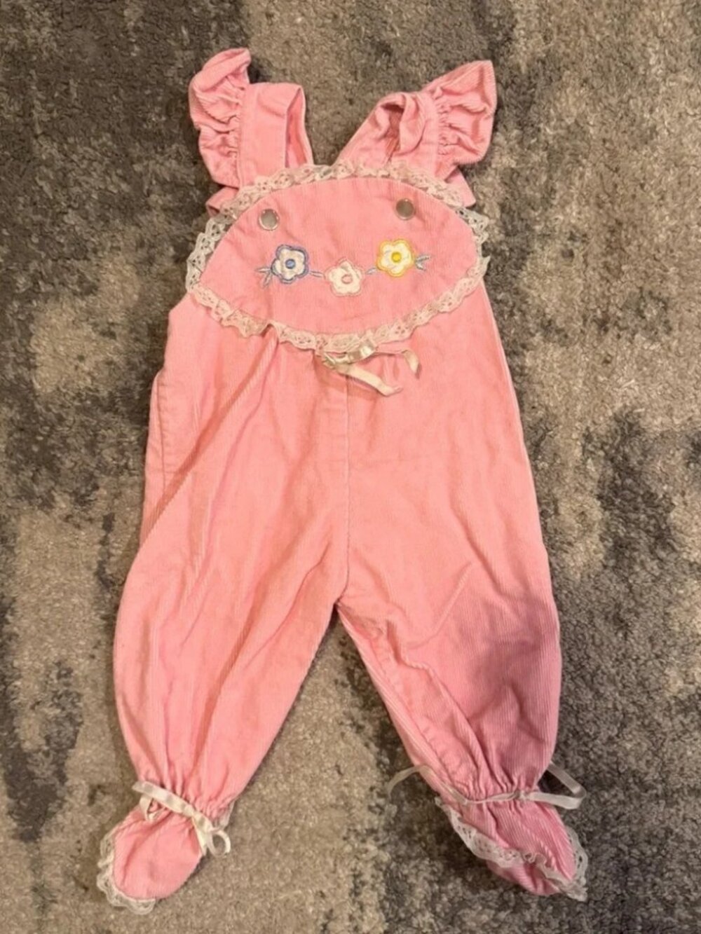 Vintage Baby Pink Overalls with built in feet